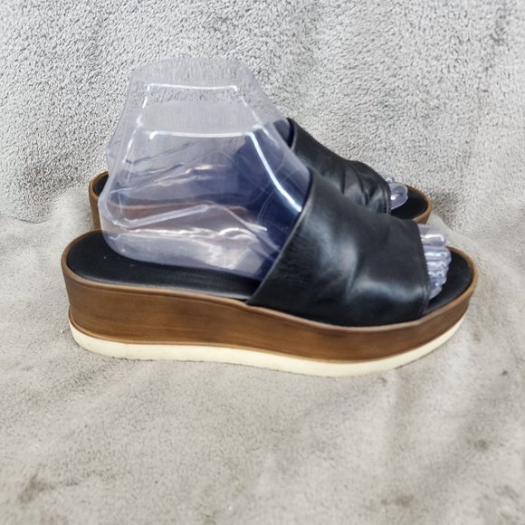 Matisse Shoes Womens Size 8 Black Leather Slip On Platform Sandals *GUC* - Picture 5 of 12